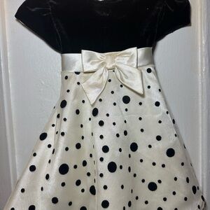 George Black and Cream Polka Dot Girls' Party Dress